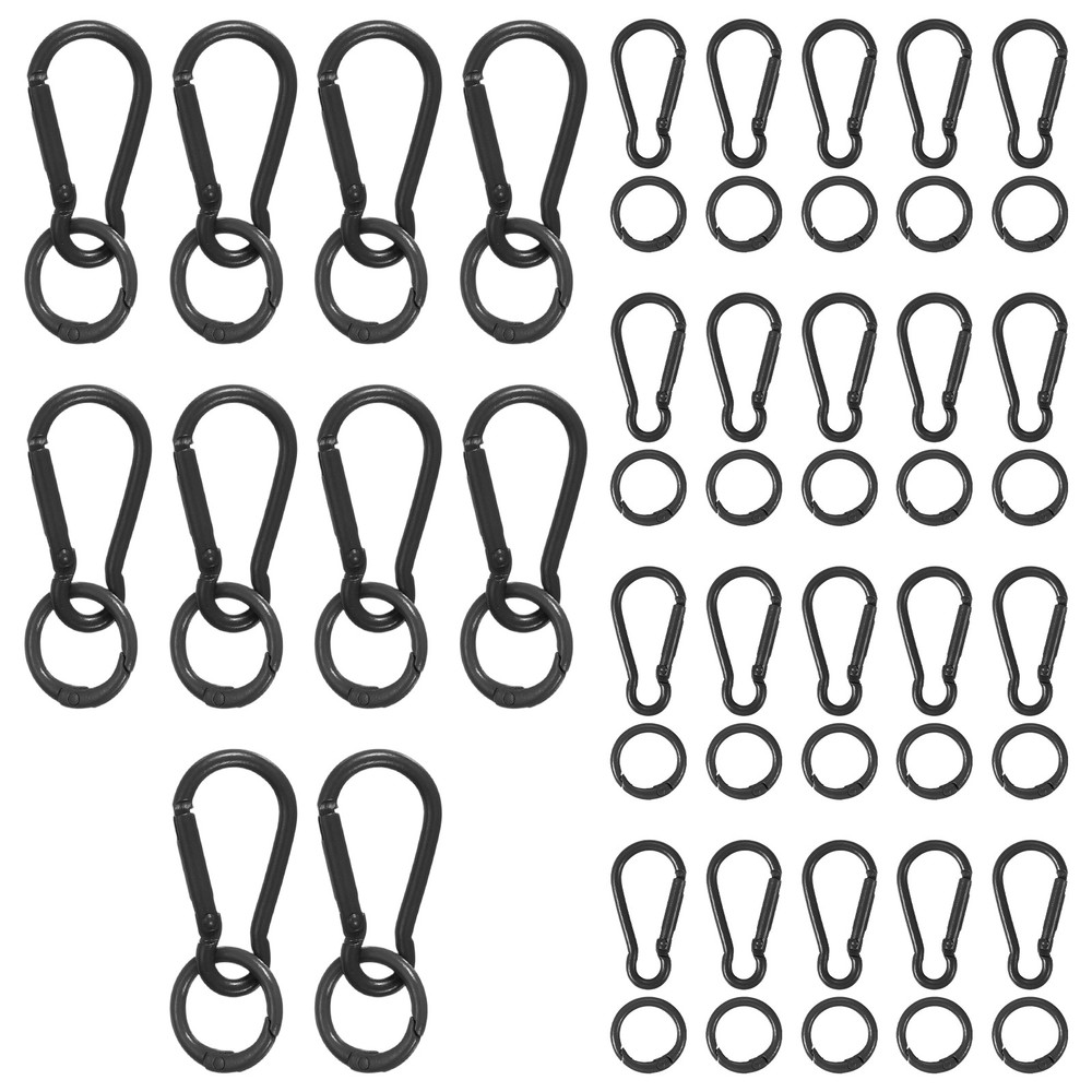 30 Pcs Small Keychain with O Ring, Black