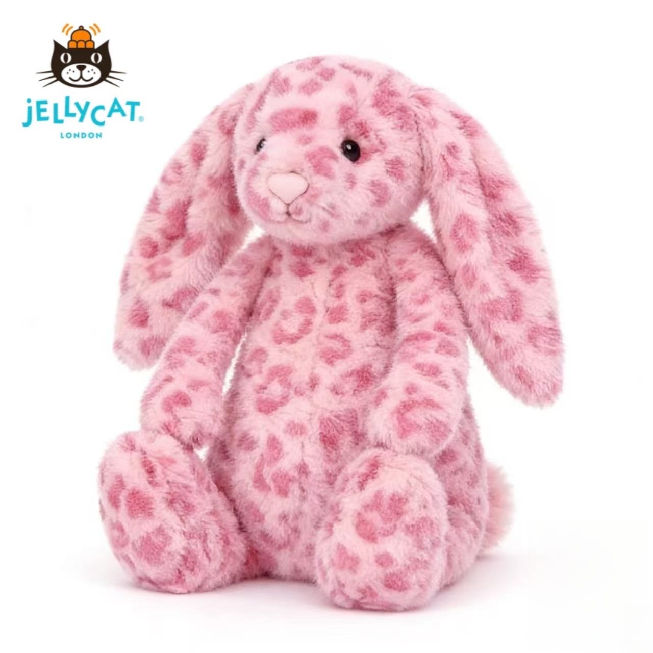 Jellycat NWT Hopscone Luxe Bunny Plush Toy Pink Leopard Print Bashful Bunny Doll