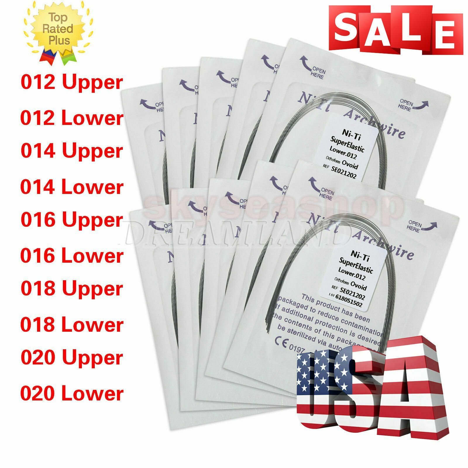 100 PCS dental orthodontic super elastic niti round arch wires Ovoid form 10 bag