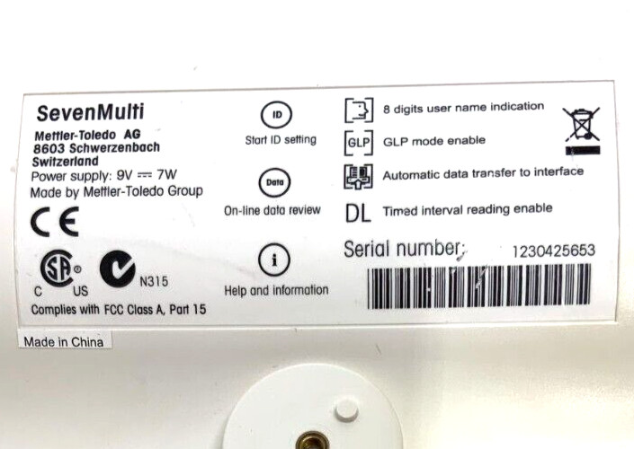 Mettler Toledo SevenMulti PH/Conductivity Laboratory Dual Function Meter 216D