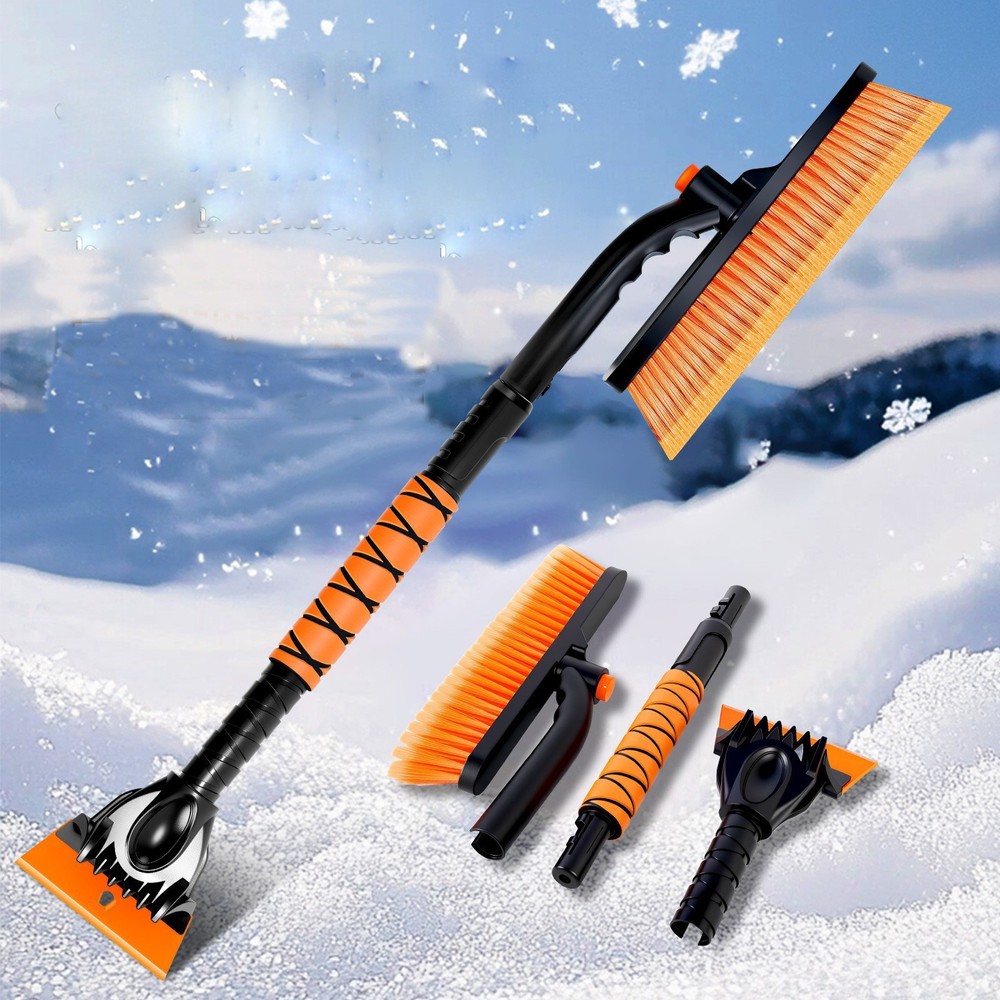 35.4“360°Rotating Extendable Snow Brush and Ice Scraper, Telescoping Ice Scraper