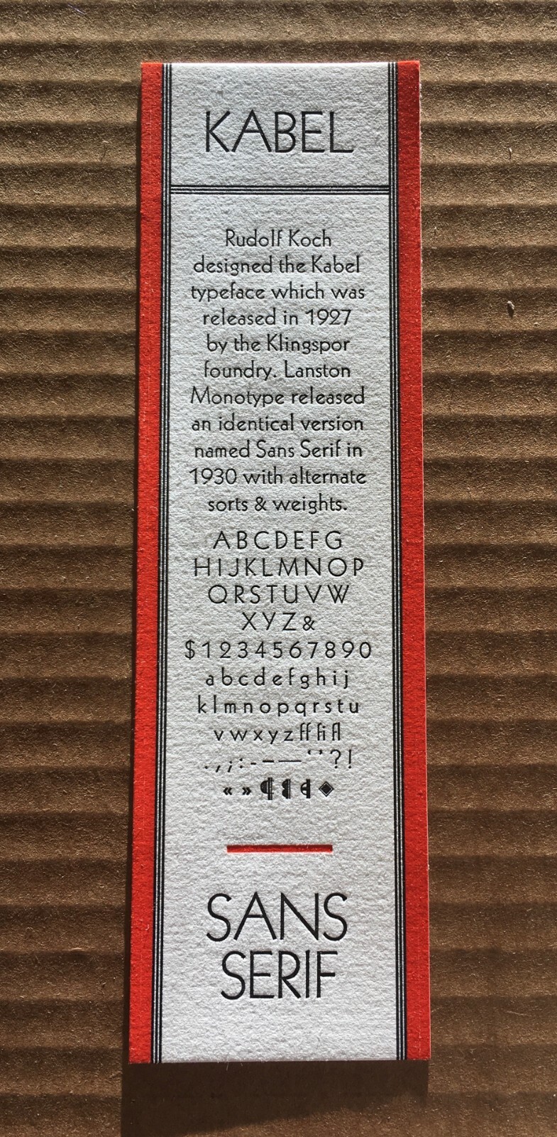 New Letterpress Type - 12 point Kabel (Sans Serif) Light