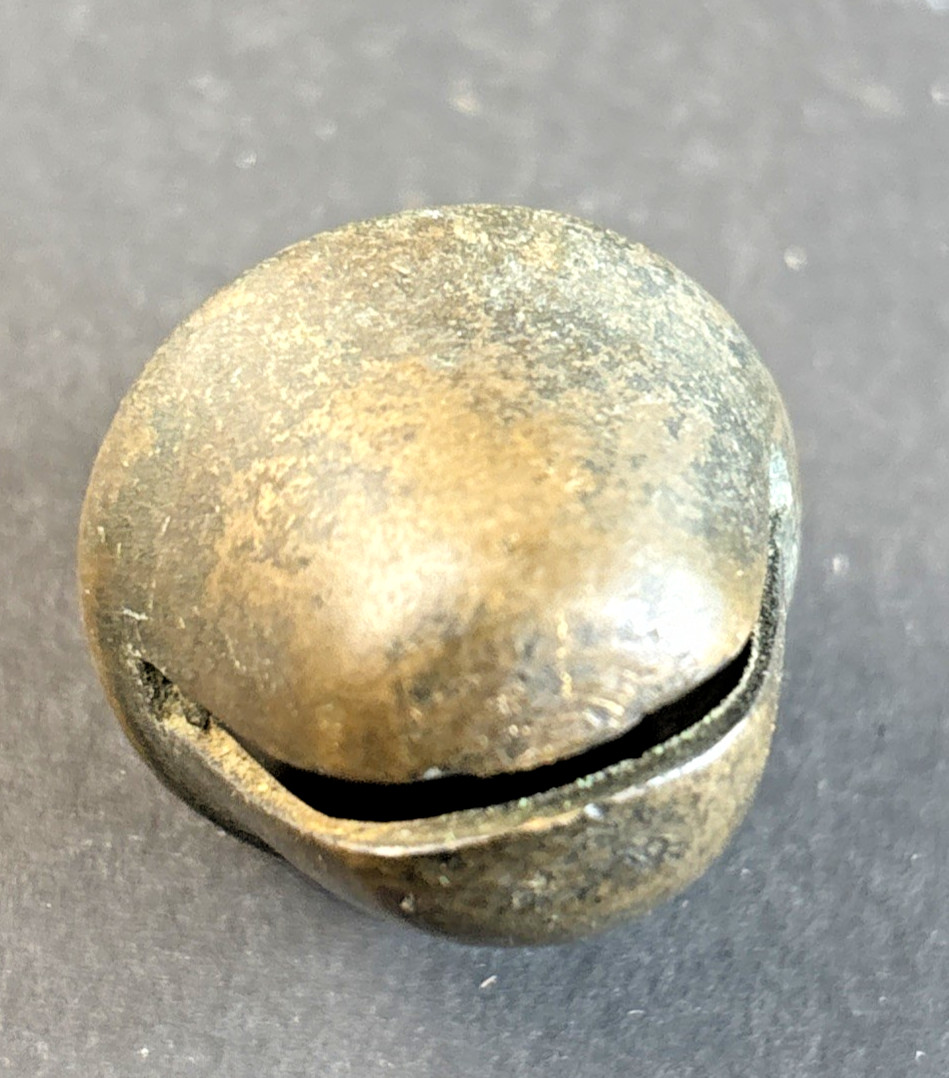 Antique 11 Brass Acorn Sleigh Bells on 41" Leather Strap w/ Copper Rivets VIDEO