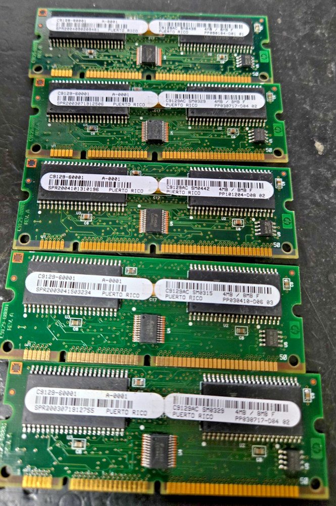 5 pcs HP Printer Memory C9129AC / C9129‑60001 4MB RAM +8MB Flash untested pulls