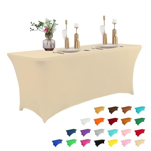 4FT Table Cloth for Rectangular Fitted Events Stretch 4 Ft - 1 Pc Champagne