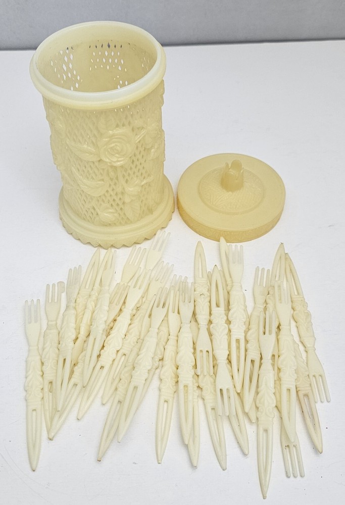 Vintage Cocktail Fork Set - Ivory  Celluloid