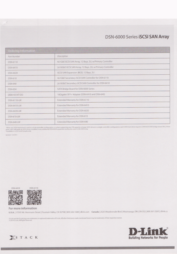 D-Link DSN 6110 HA-Capable 4x1 GbE or 2x10 GbE iSCS SAN Array