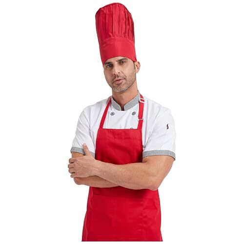 Chef Tall Hat Adjustable Elastic Kitchen Grill BBQ Cooking Chef Cap for Red