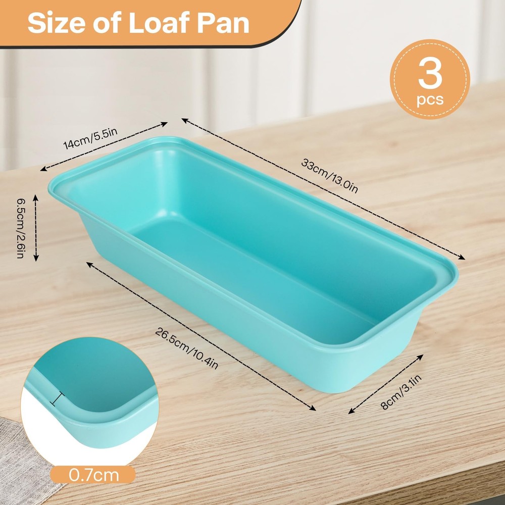 Proigtz 3-Pack 13x5inch Nonstick Loaf Pan, Stackable Long Bread Pan, Advanced...