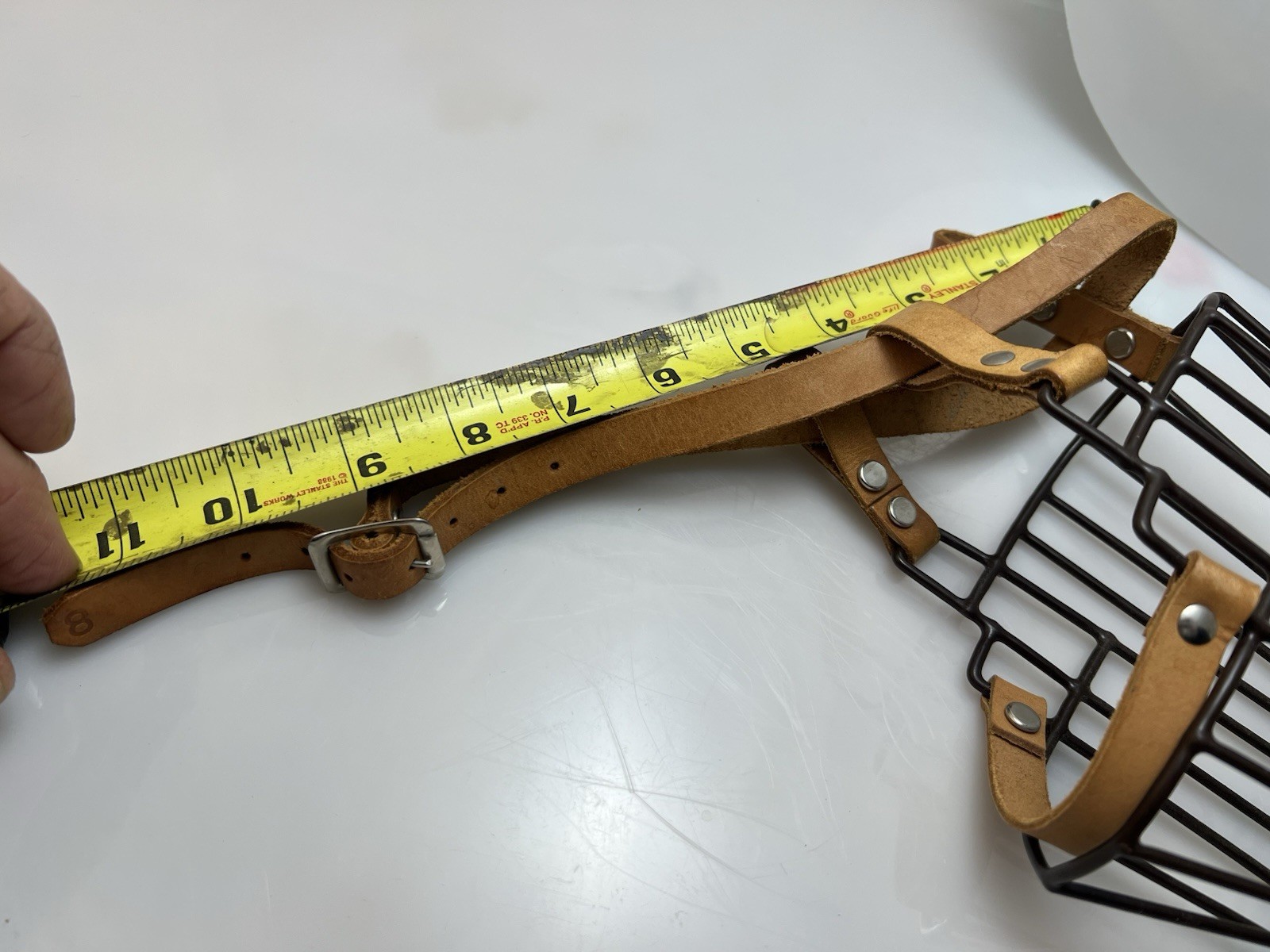 German Shepherd Dog Muzzle Metal Basket M-L Dogs Adjustable Metal Leather