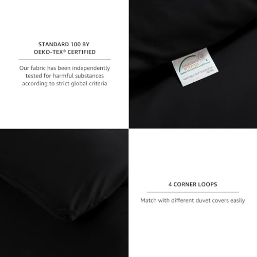 CozyLux Comforter Set 3 Pieces Solid Comforters Size Breathable Queen Black
