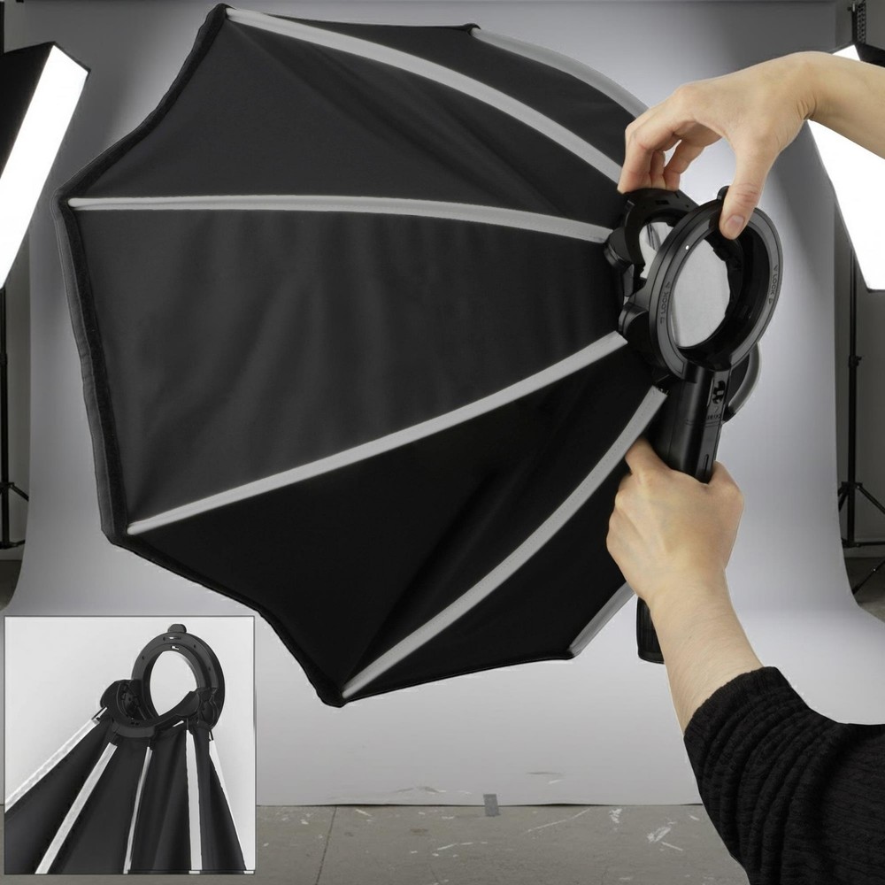 Lectronify 28" Octagonal Softbox for Flash –Quick Open Dual Diffusers, 120° Tilt