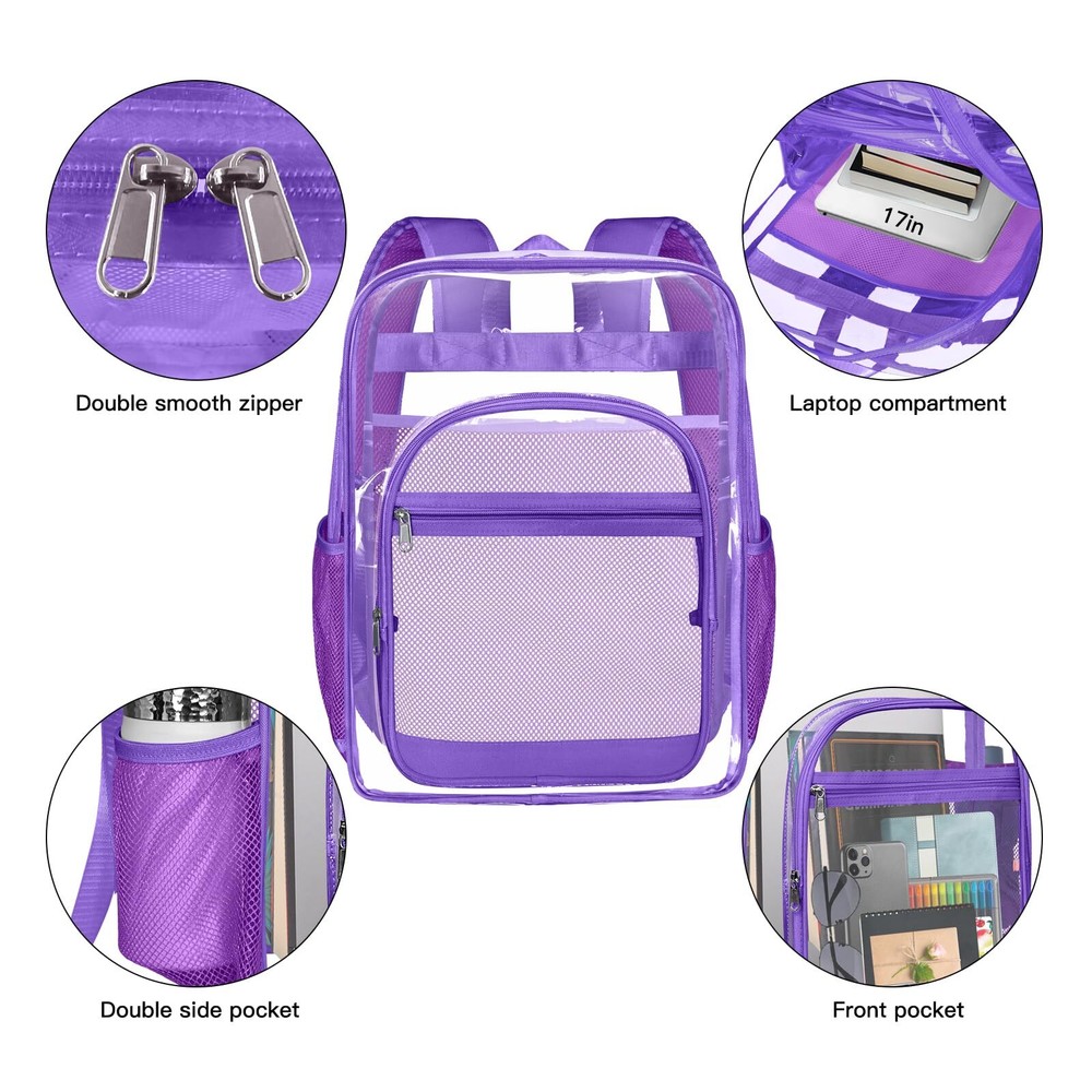 Clear BackpackSturdy Shape Heavy Duty Large Clear Backpack for Stadium Work T...