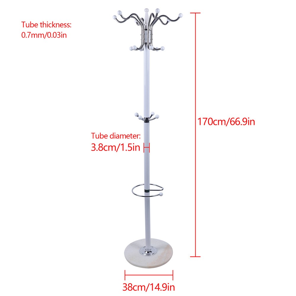 Coat Rack 16 Hook 4 Level Hat Jacket Stand Tree Holder Hanger Rack Marble Base