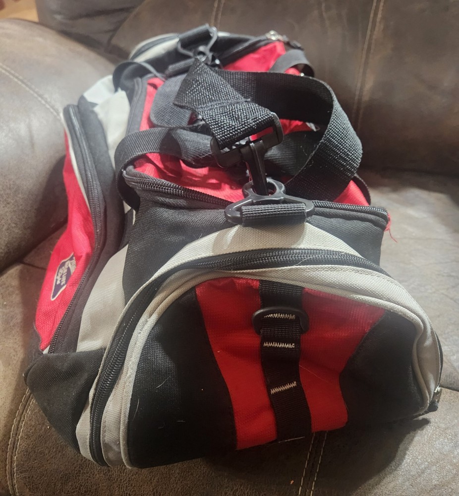OGIO All Terrain Medium Grip Gym Bag Red Black Gray Polyester Zip Strap