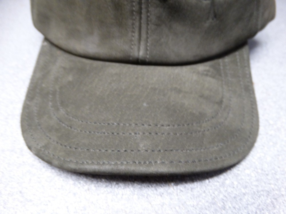 Nubuck Suade Soft Leather adjustable Baseball cap Olive