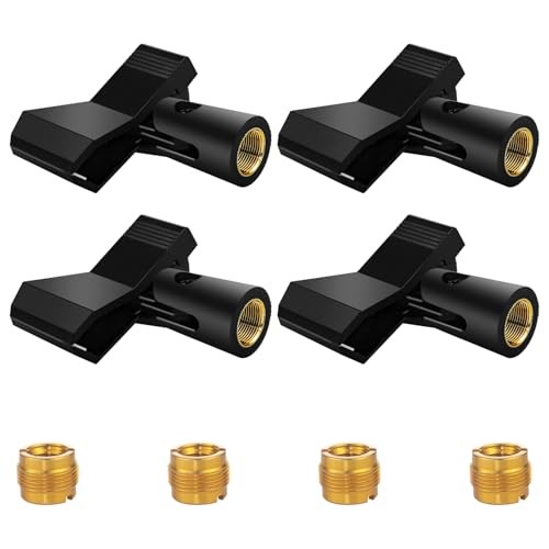 4 Pack Universal Adjustable Mic Clips for Stands, Wireless Microphone Holder