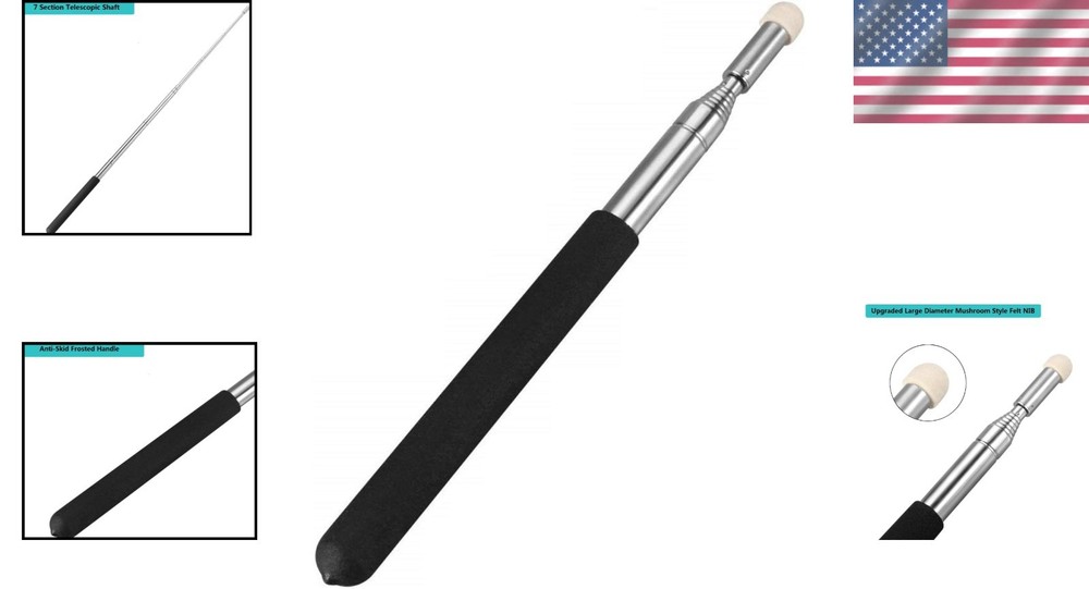 Lightweight 39-Inch Telescopic Pointer with Soft Felt Tip for Easy Teaching