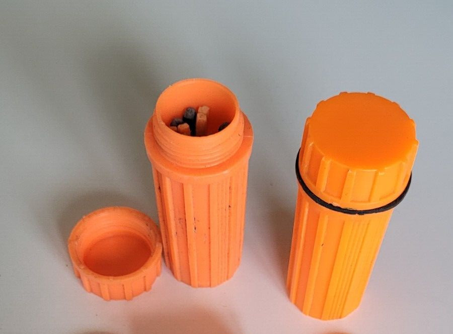2 Waterproof Match Holders Floating Orange