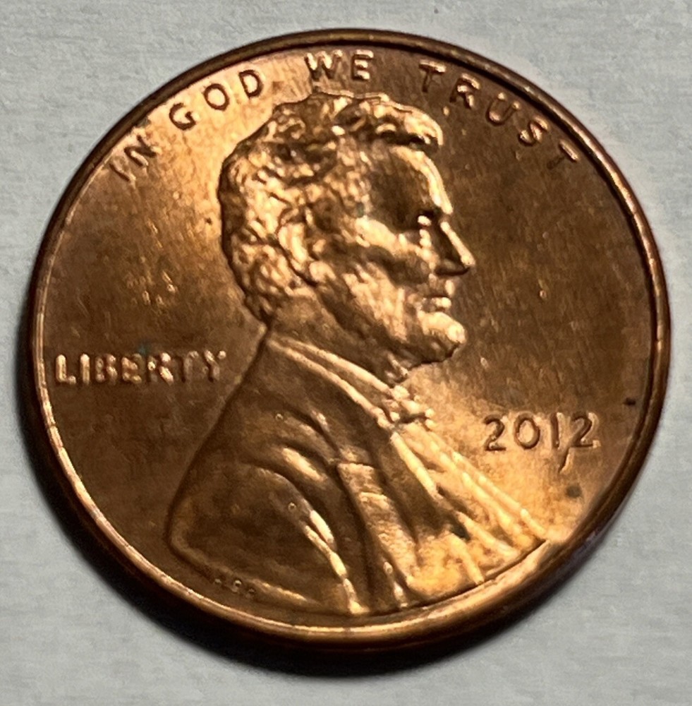 2012 Penny Error Die Crack Between 1 & 2
