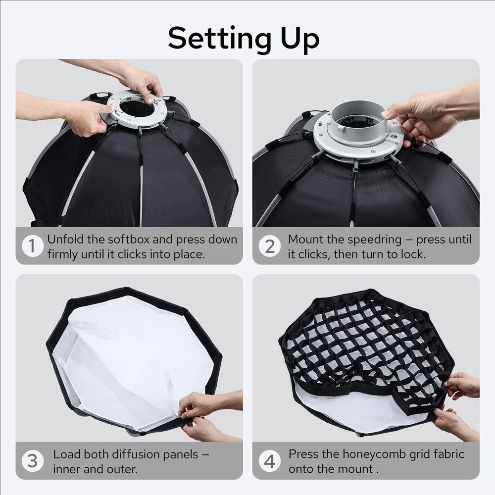 US TRIOPO K3-65 65cm Studio Flash LED Light Quick-Setup Octagon Softbox + Grid