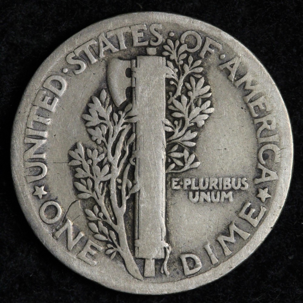 1921 Mercury Silver Dime FINE E263 GREN