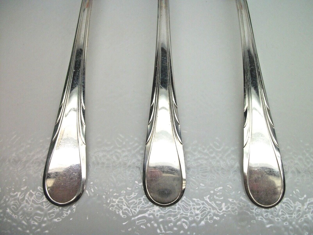 3 International Silver ARGYLE Silverplate Solid Serving Spoons 1938