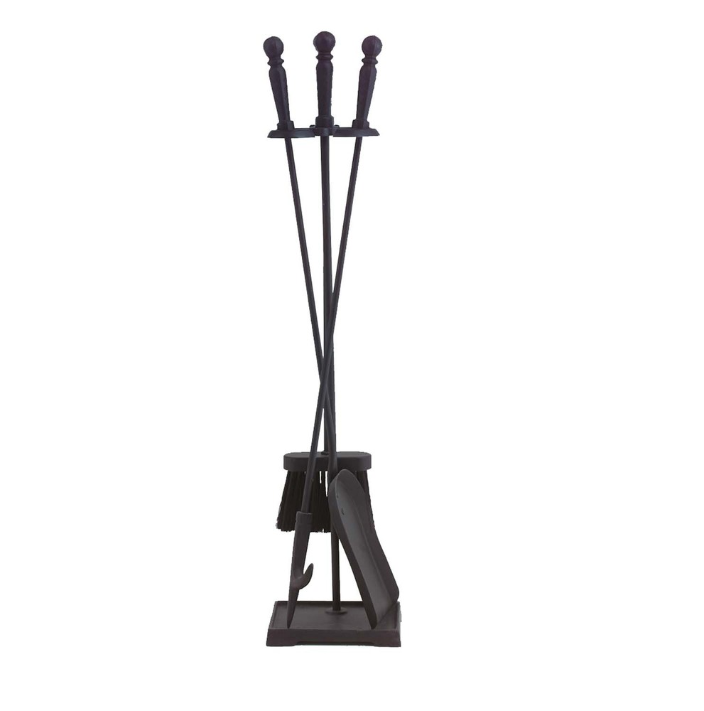 Dagan Four Piece Fireplace Tool Set, Black
