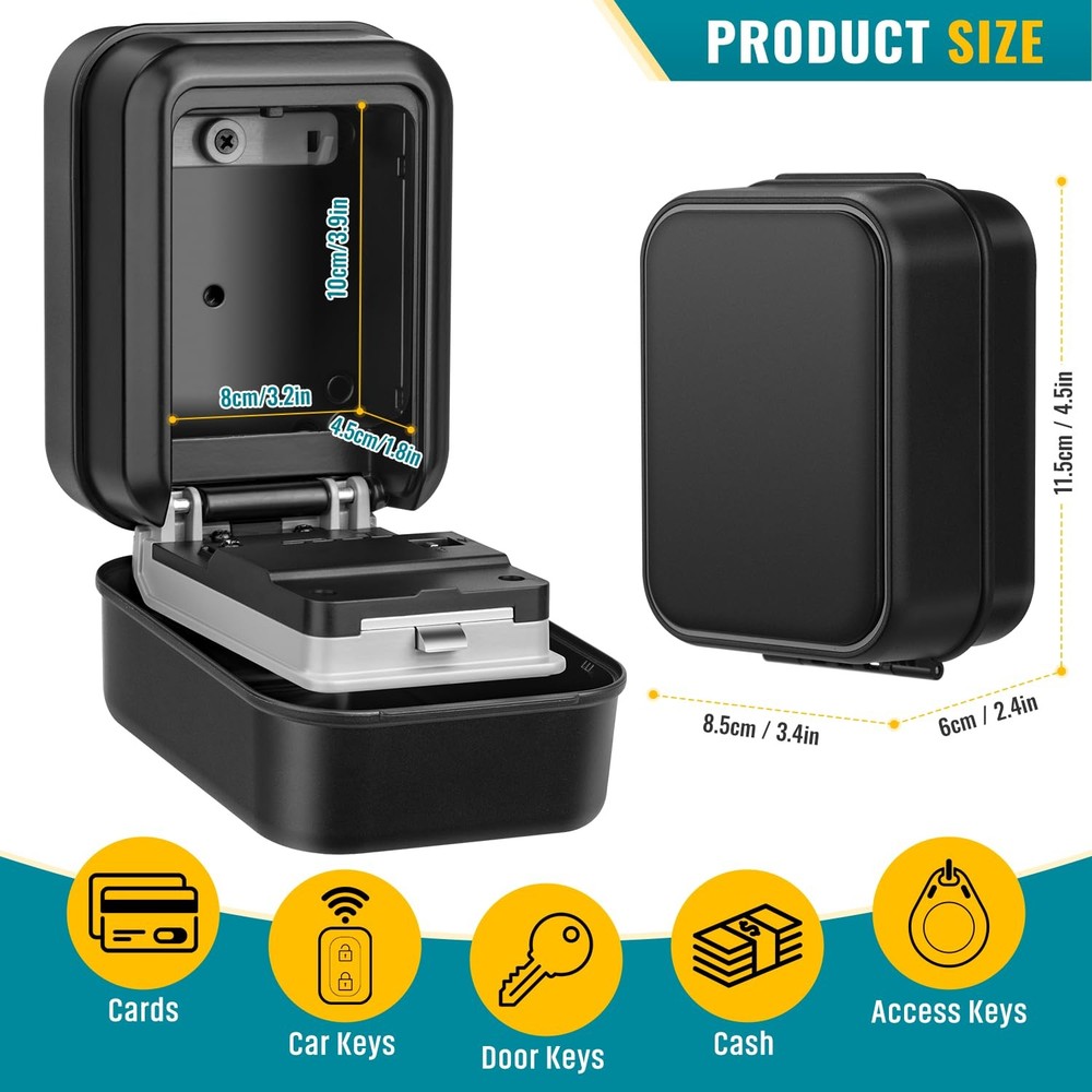 Key Lock Box Waterproof Wall Mount 4 Digit Combination Resettable Code Safe