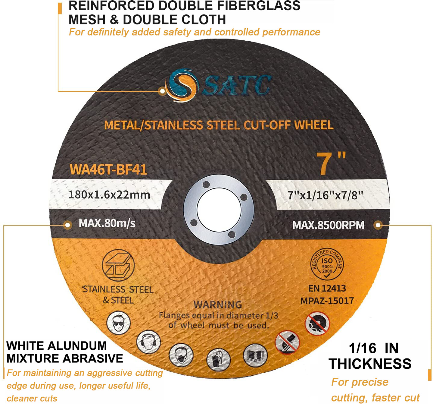 50 PCS 7 inch Cut Off Wheel Metal Stainless Steel Cutting Disc for Angle Grinder