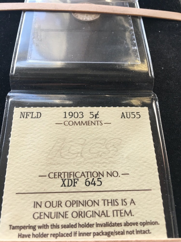 1903 ICCS Graded Newfoundland, Five Cent **AU-55**
