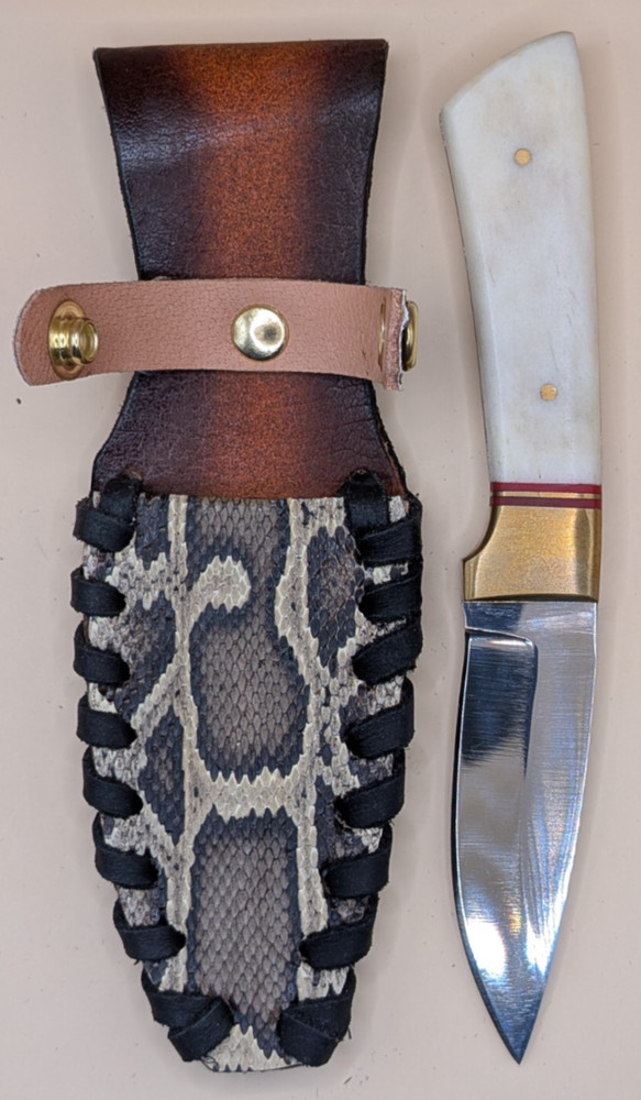 Genuine Real Burmese Python Snakeskin Knife Sheath with Bone Handle Knife #2603