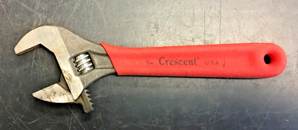 CRESCENT 6IN", ADJUSTABLE WRENCH, RUBER HANDLE, USA