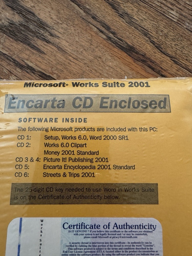 Microsoft Works Suite 2001 PC Complete 6 CD Set Discs Sealed Never Opened