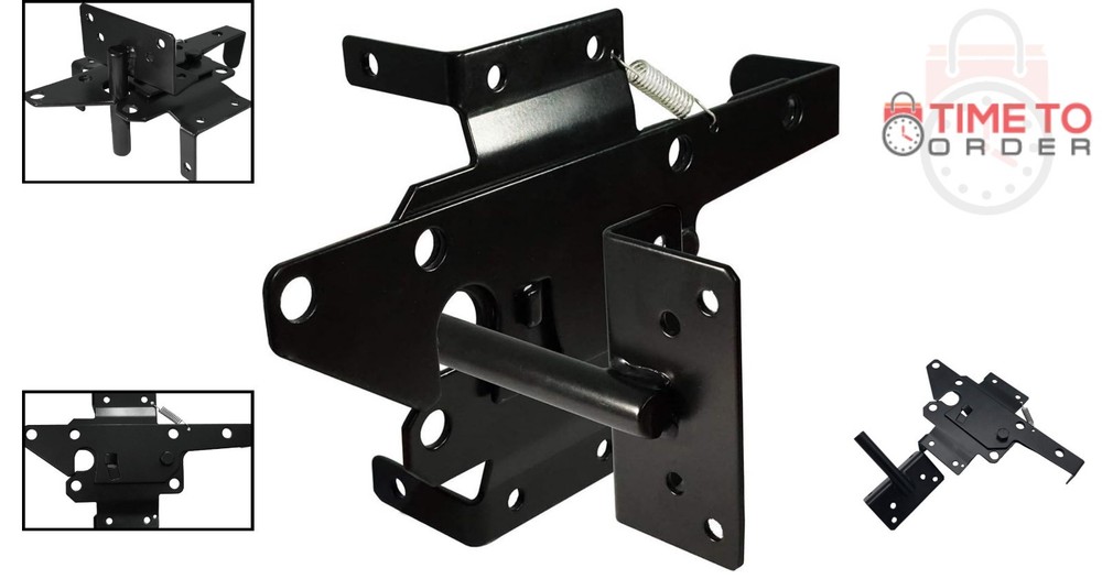 Self-Locking Heavy Duty Gate Latch Steel Post Mount Auto Lock Security Fence