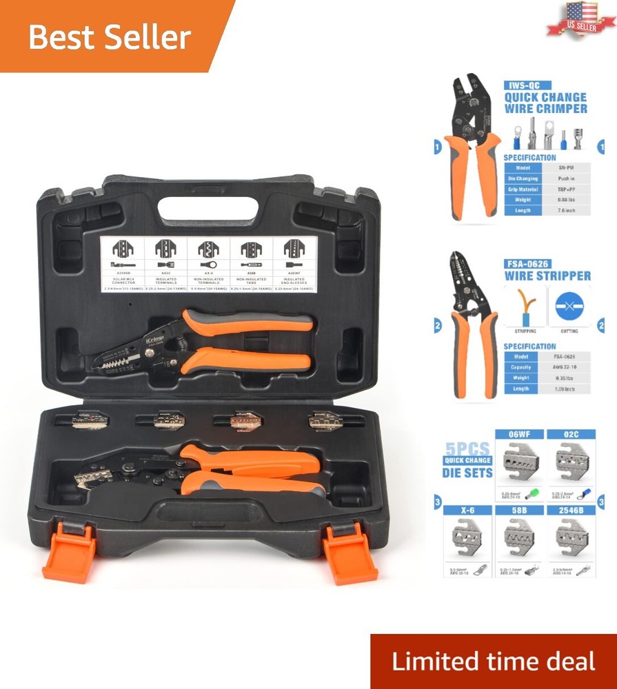 iCrimp Quick Change Crimping Tool Set with 5 Die Sets for Versatile Applications