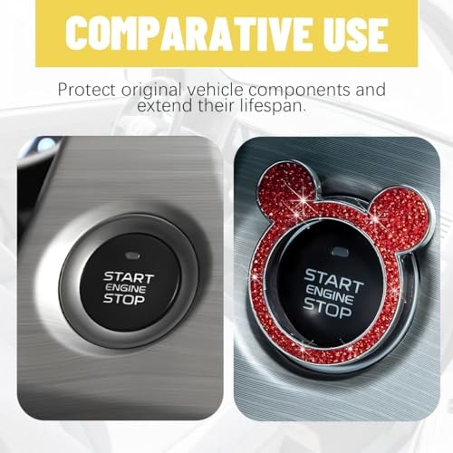Bling Car Engine Start Button Ring Decal, Diamond Crystal Rhinestone Red