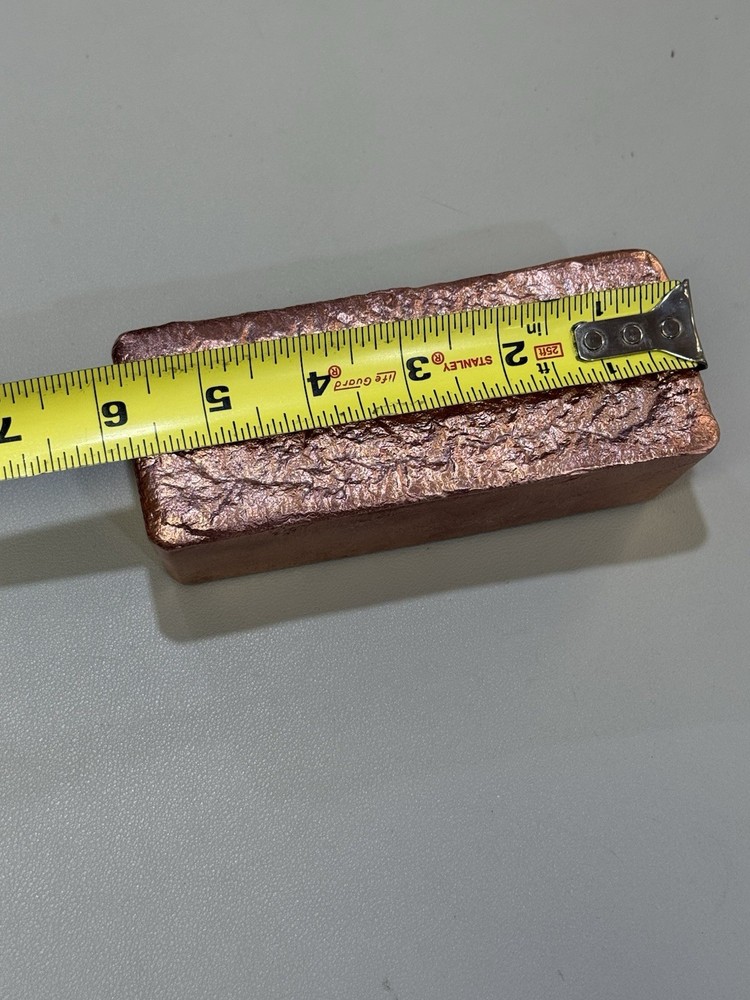 100 Oz Solid .999 Hand Poured Copper Bar