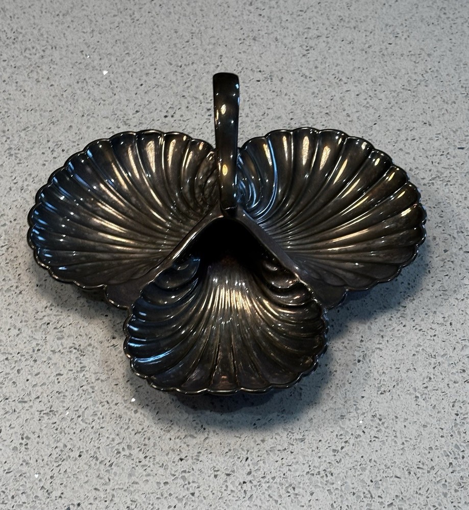 Vintage Triple Shell Silver Plate/ EPNS With Hallmarks Serving Dish