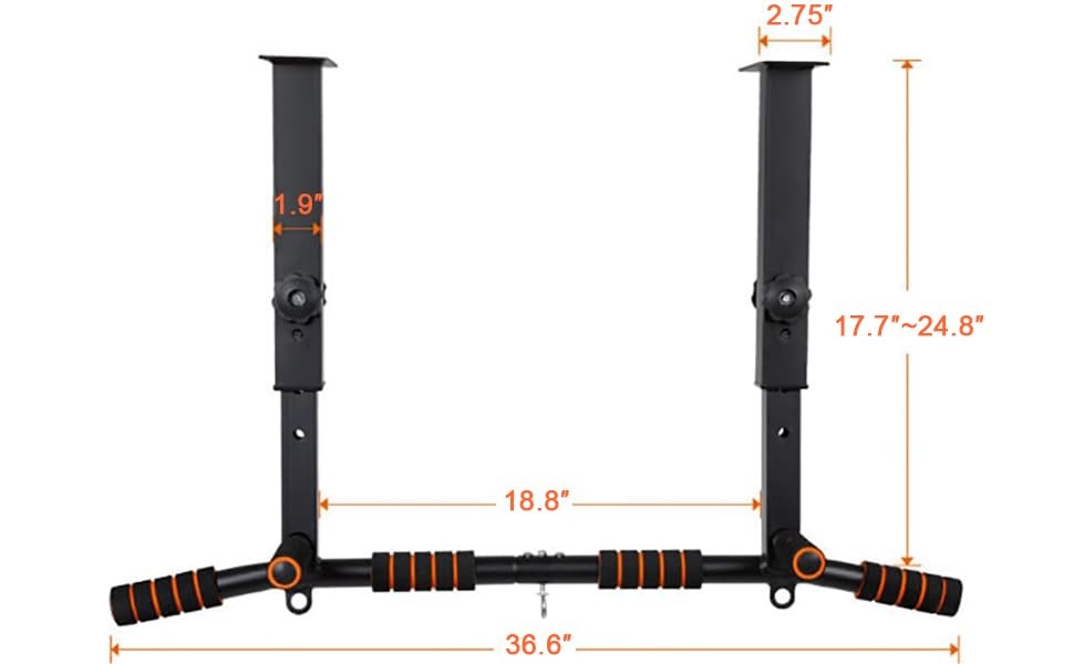 Height Adjustable Pull Up Bar, Heavy Duty Pull Up Bar, BarMount, Ceiling Moun...