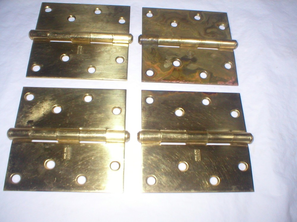 Vintage Stanley Solid Brass 4" Hinge Pair