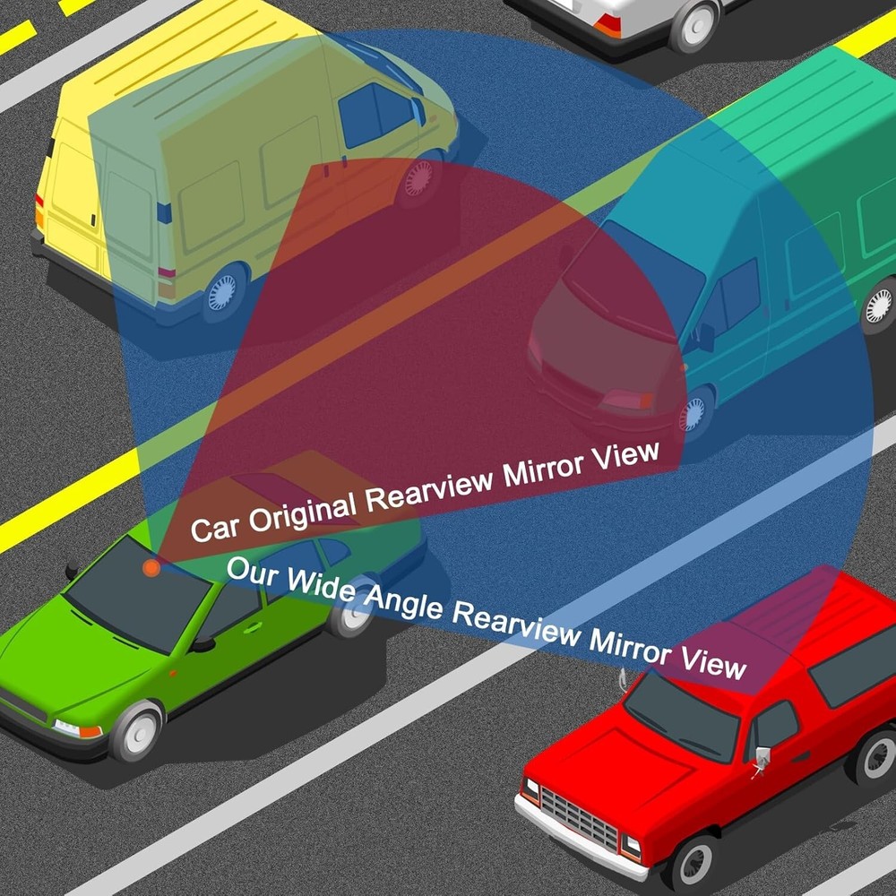 Rear View Mirror, 12 Inch Panoramic Rearview Mirror, Interior Clip-On Wide Angle