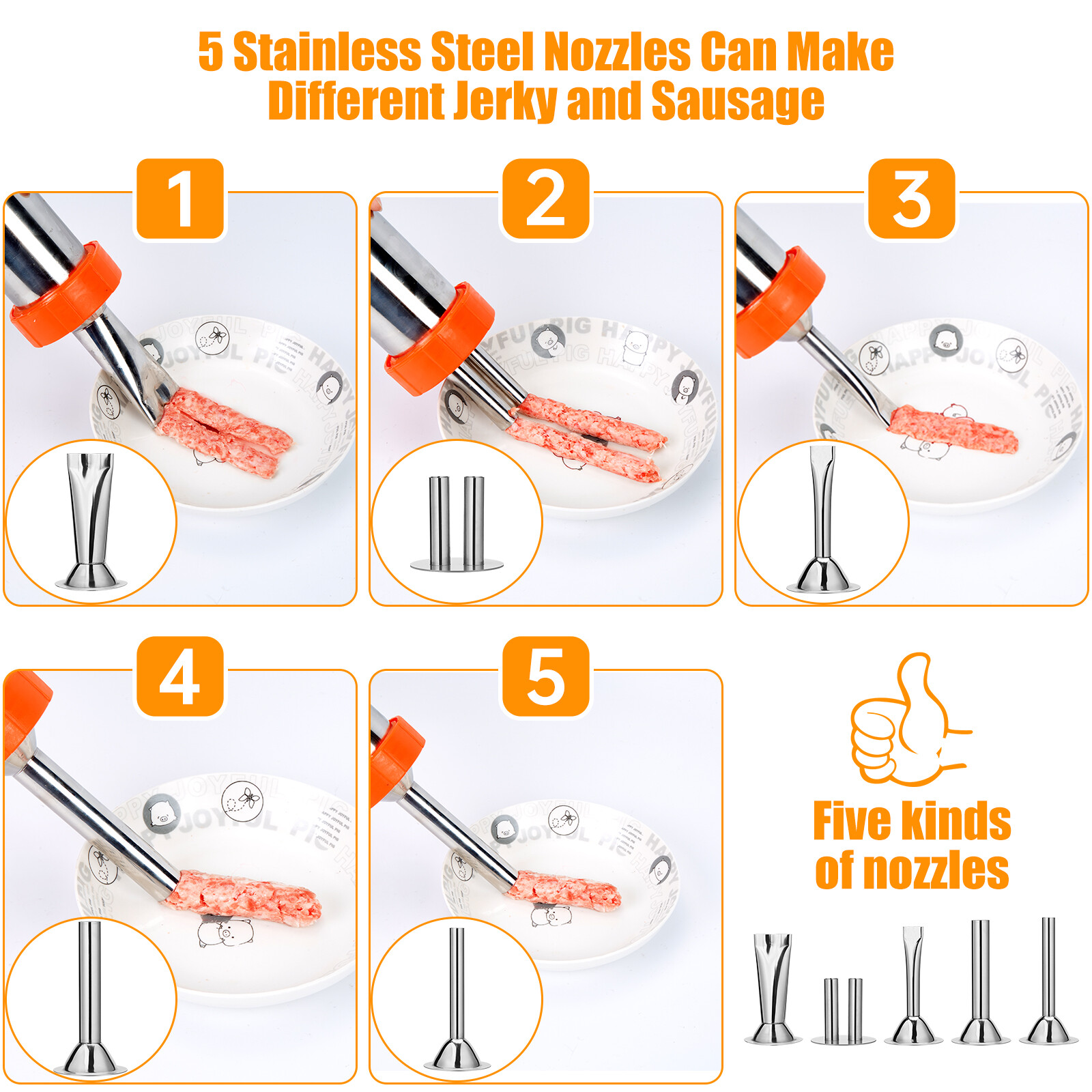 HK Jerky Gun Kits 2.5 Pound Stainless Steel Sausage Making Gun