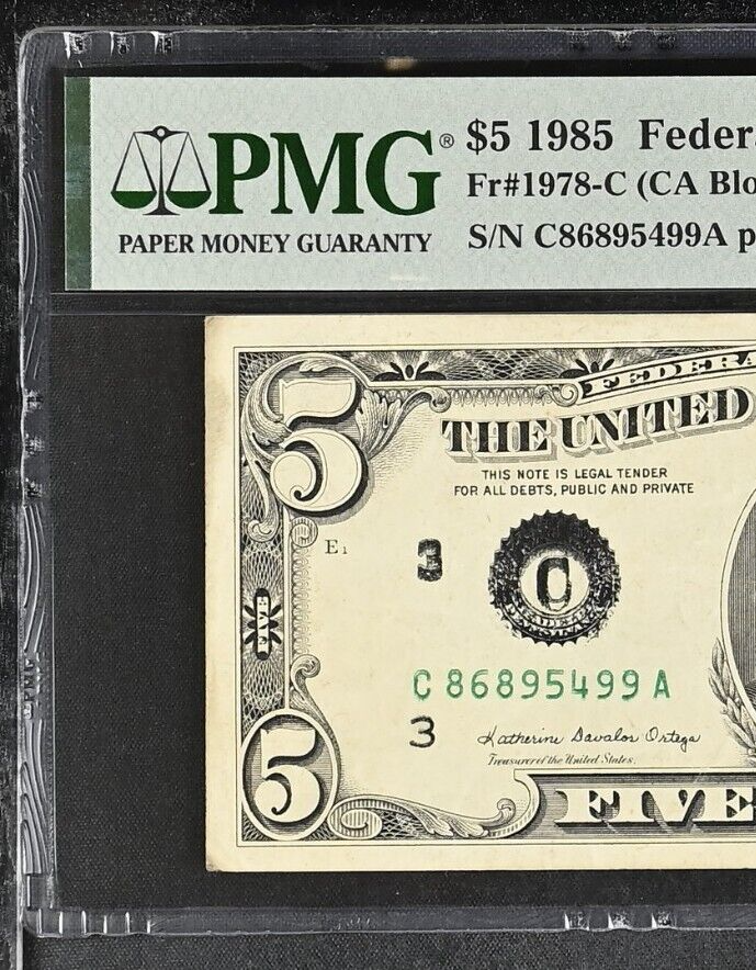 PMG30 1985 5$ RARA LOOSE CYLINDER ERROR 5499A
