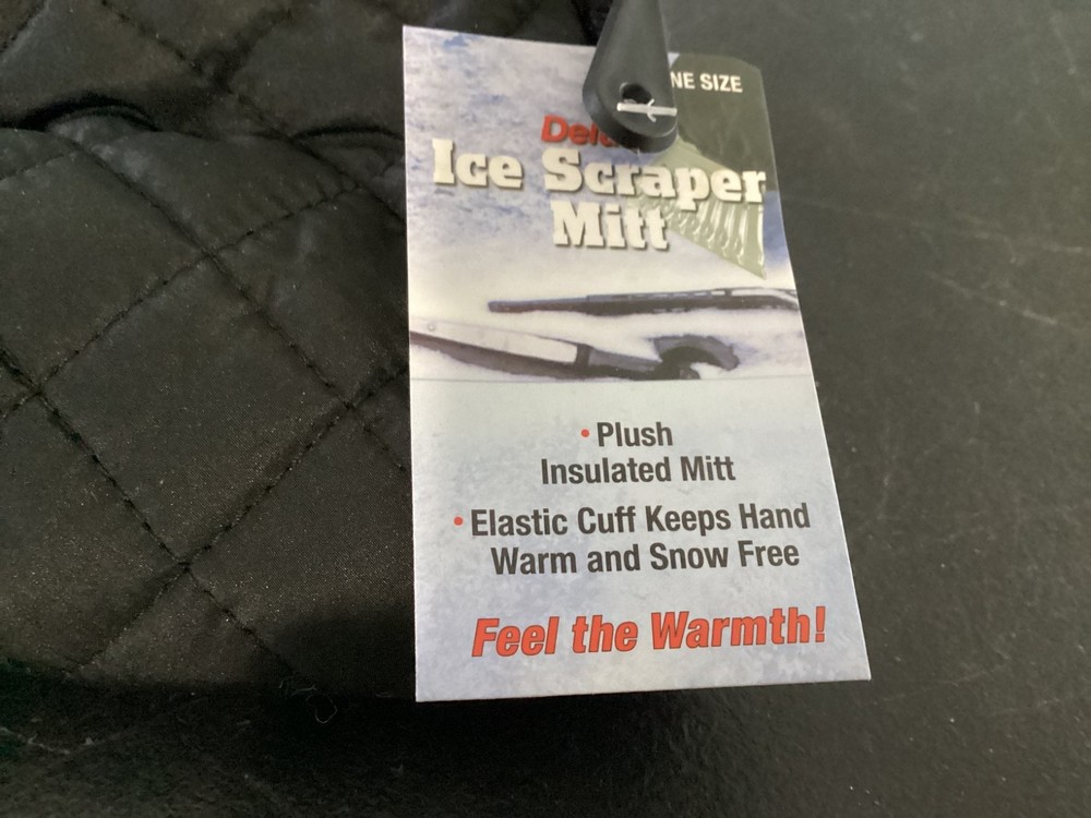 Delexe Black Window Ice Scraper Mitt OSFA