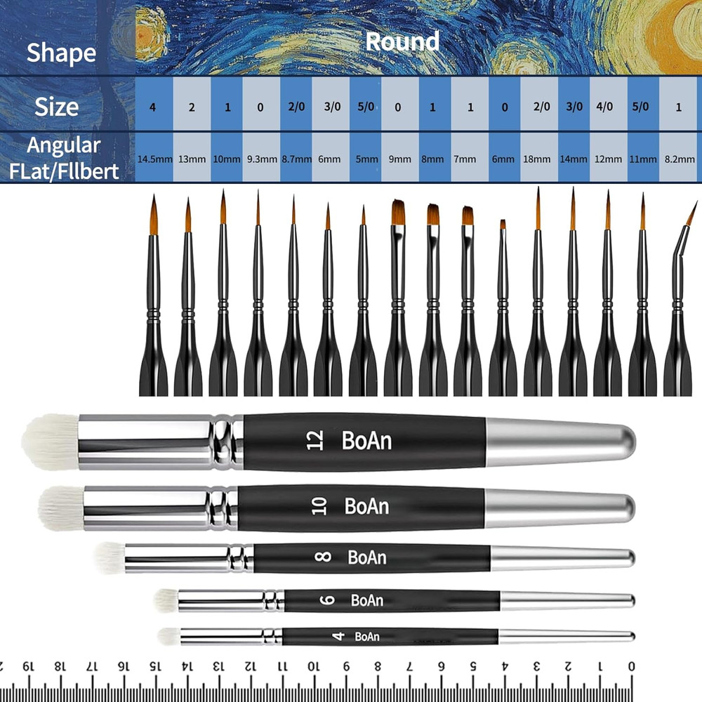 21 Pcs Micro Paint Brushes Set Miniature Brushes with Triangular Handles for Art