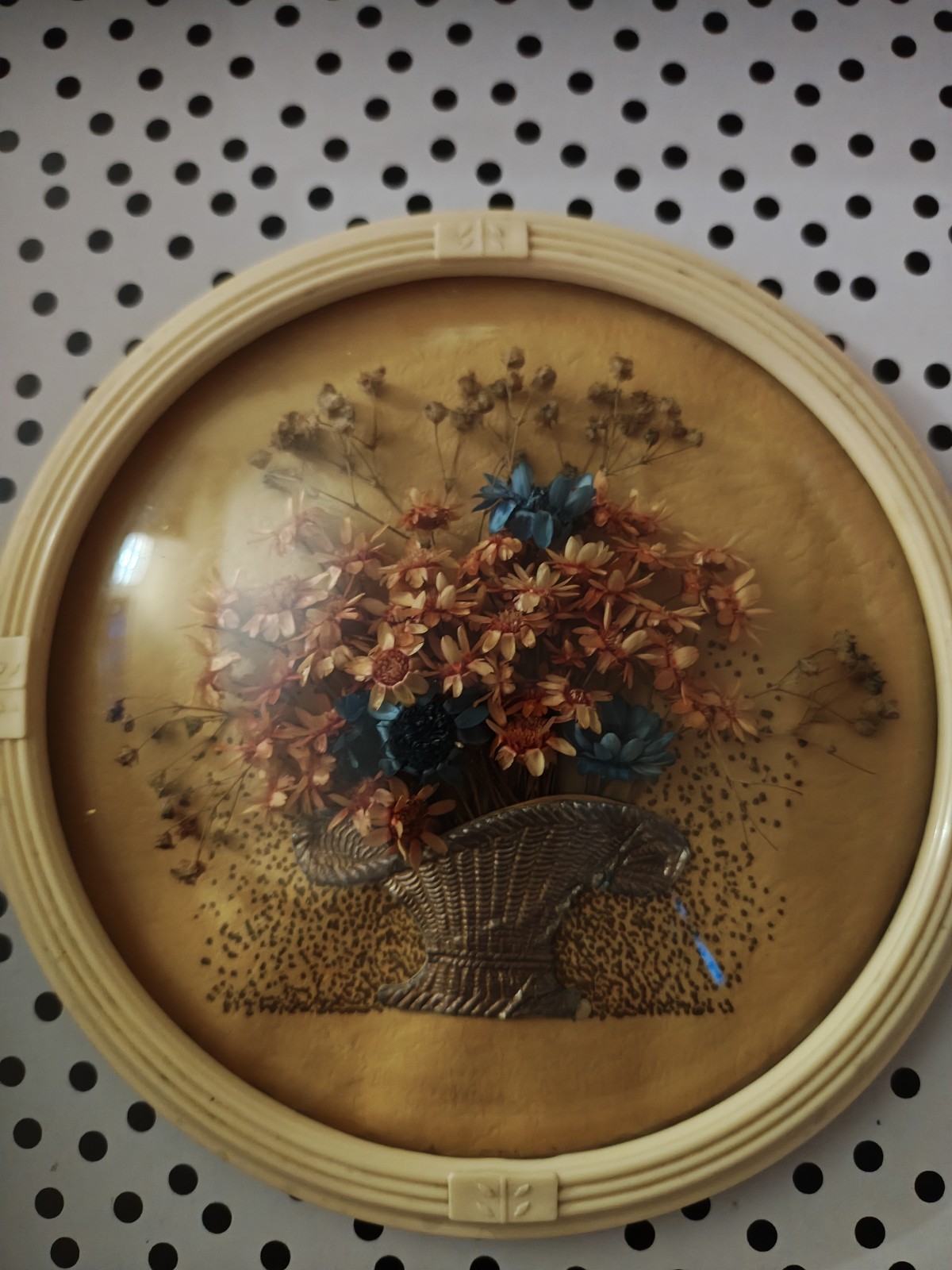 Dried Flowers Dome Art Oval Frame Hanging 5"