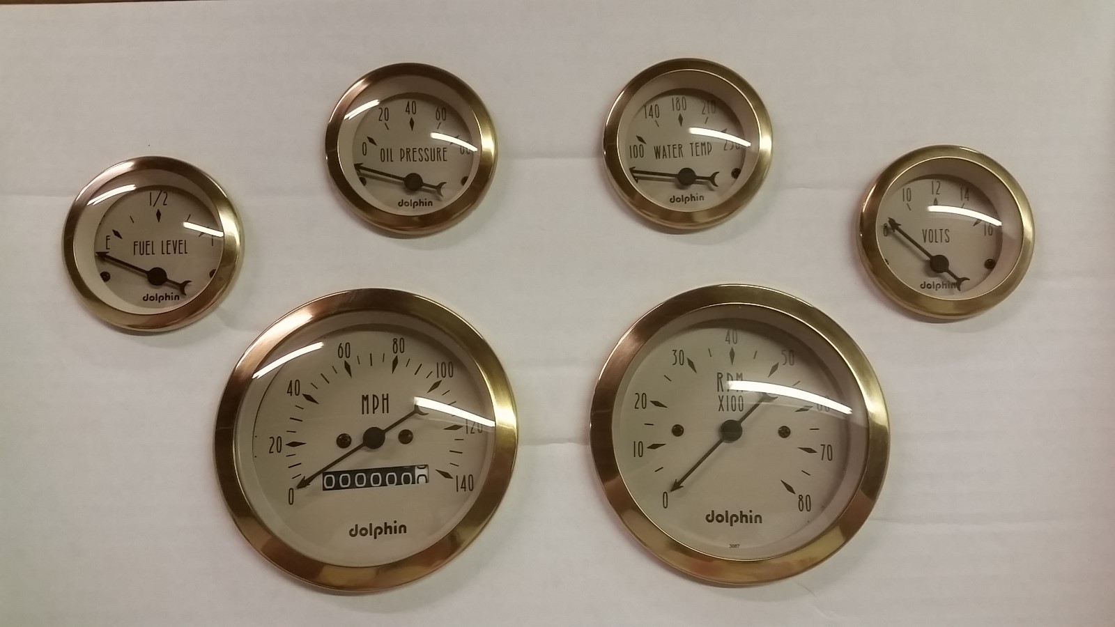 6 Gauge Set Hot Rod Street Rod Universal Dash Mechanical Speedometer Gold  
