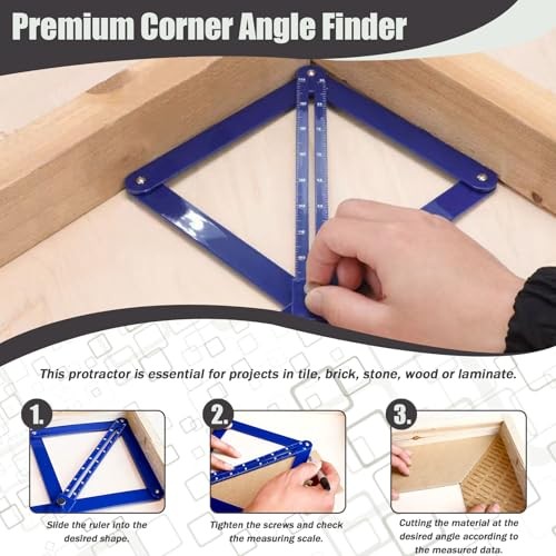 Corner Angle Finder Tool, Miter Saw Protractor with Scale, Miter Angle Blue