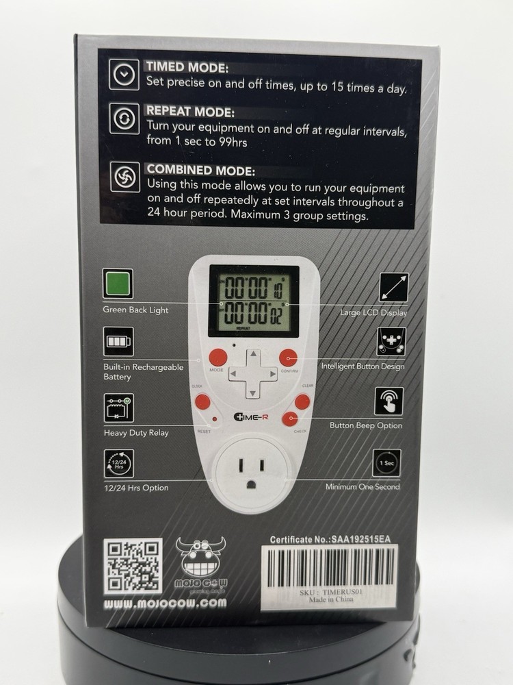 Mojo Cow Digital Time-R Hydroponic Grow Light Automatic Controller NEW